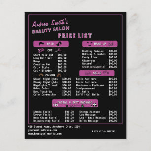 Chic Black Rosa Modern Salon Services Pris Meny