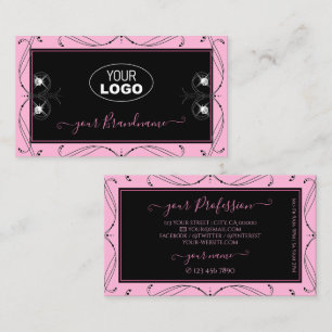 Chic Black Rosa Sparkling Diamons Add Logotyp Orna Visitkort