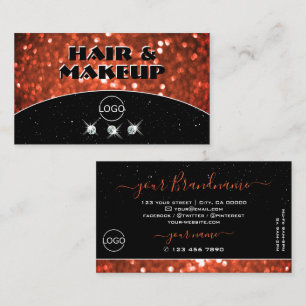 Chic Black Salmon Orange Gnistra Glitter med Logot Visitkort