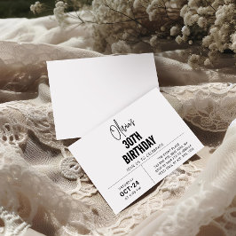 Chic Black Script 30års födelsedag Elegant & Moder Inbjudningar