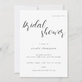 Chic Black Script Bridal Shower Invitation Minimal Inbjudningar