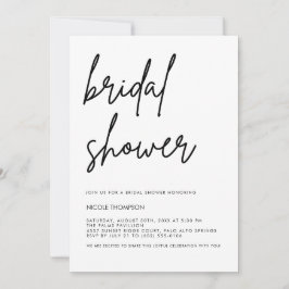 Chic Black Script Bridal Shower Invitation Minimal Inbjudningar