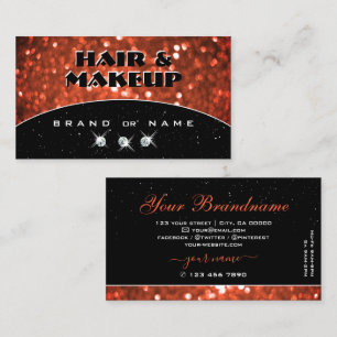 Chic Black Shimmery Salmon Orange Gnistra Glitter Visitkort