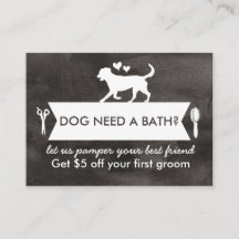 Chic Black Silhouette Hund Grooming Promo Card