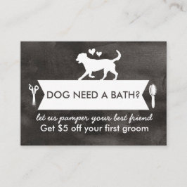 Chic Black Silhouette Hund Grooming Promo Card Visitkort