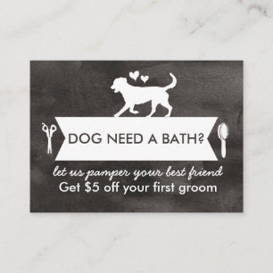 Chic Black Silhouette Hund Grooming Promo Card Visitkort