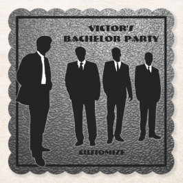 Chic Black & Silver Bachelor Party Underlägg Papper