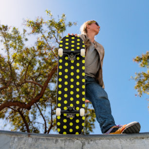 Chic Black Skateboard med Cute Gult Dot Mönster