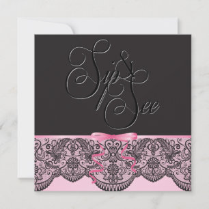 Chic Black Snöre och Rosa Sip och se 3 Inbjudningar