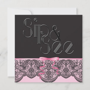 Chic Black Snöre och Rosa Sip och se Inbjudningar