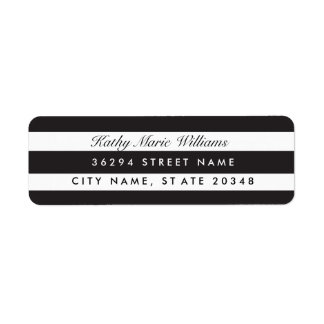 Chic Black Stripe-Adressetiketter Returadress Etikett