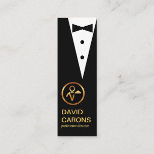 Chic Black Tuxedo Butler Services Mini Visitkort
