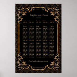 Chic Black Underbar Gatsby Art Deco-sittdiagram Poster