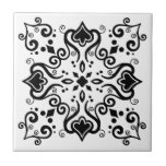 Chic Black White Azulejo Stil Mönster A01b Kakelplatta<br><div class="desc">Snyggt Elegant Chic Azulejo Portugals traditionella keramiska plattor i stil,  Modern,  mönster,  svart på vit bakgrund. Perfekt för inredingsdesign eller omvänt snedstreck. För andra variationer i färg ska du kontakta konstruktören. Du kan kontrollera hur mönster ser ut när plattorna sätts ihop på den här länken: https://www.zazzle.com/azulejo_white_black_pattern_a01c_scrapbook_paper-256894263436210694</div>