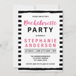 Chic Black & White Bachelorette Party-inbjudan Inbjudningar