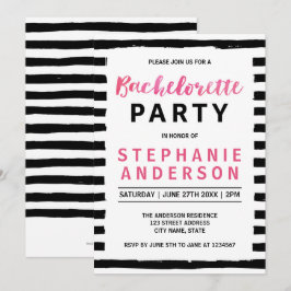 Chic Black & White Bachelorette Party-inbjudan Inbjudningar