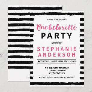 Chic Black & White Bachelorette Party-inbjudan Inbjudningar