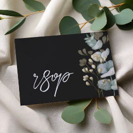 Chic Black & White Botancial Wedding RSVP Card OSA Kort