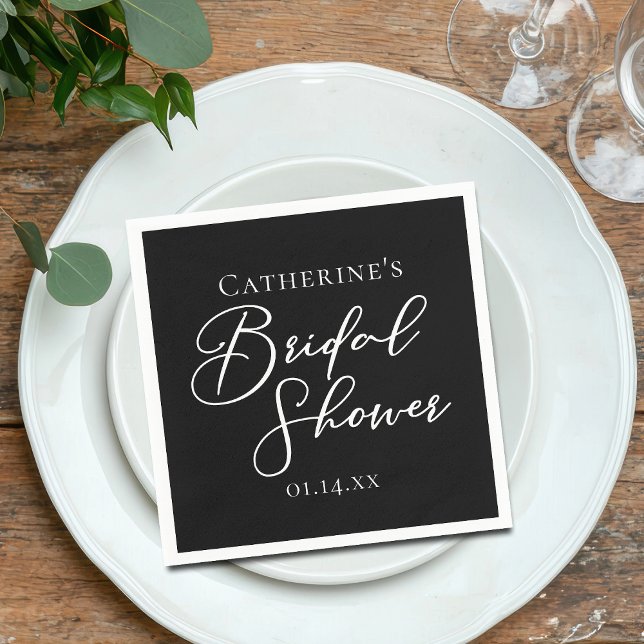 Chic Black White Bridal Shower Personalized Pappersservett (Skapare uppladdad)