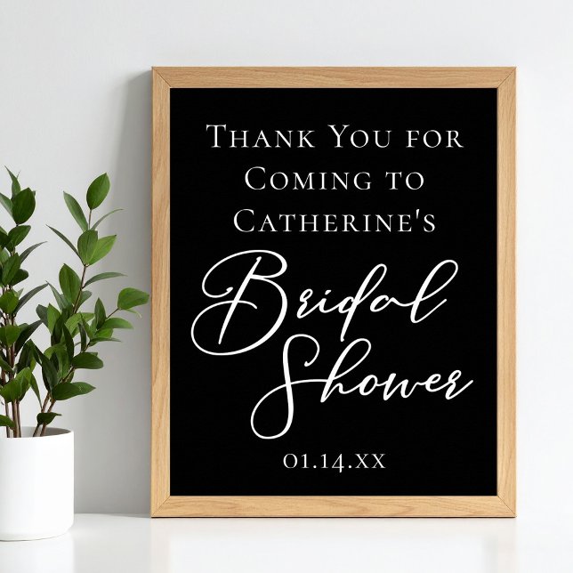 Chic Black White Bridal Shower Personalized Poster (Skapare uppladdad)
