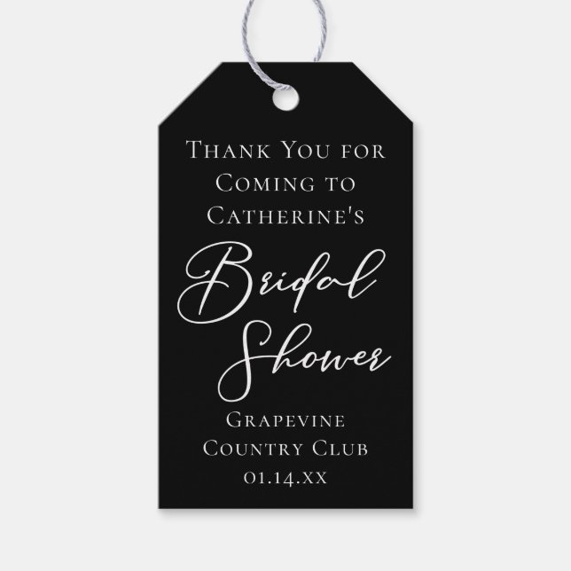 Chic Black White Bridal Shower Personalized Presentetikett (Framsidan)