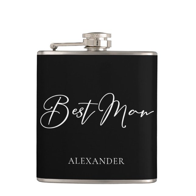 Chic Black White Bröllop Modern Anpassningsbar Bes Fickplunta (Framsidan)