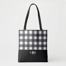 Chic Black White Buffalo Play med Monogram