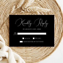 Chic Black White Calligraphy-skript Bröllop OSA Kort