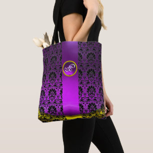 CHIC BLACK WHITE DAMASK,LILA GEMSTONE MONOGRAM TYGKASSE