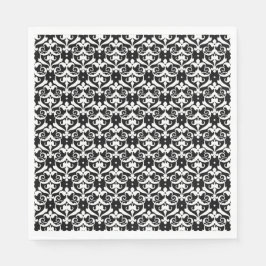 Chic Black White Damask Pappersservett