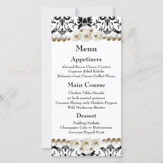 Chic Black & White Damask Pearl Bröllop