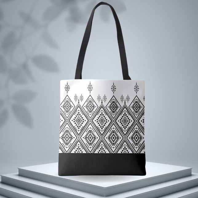 Chic Black & White Ethnic Mönster Tygkasse (Skapare uppladdad)