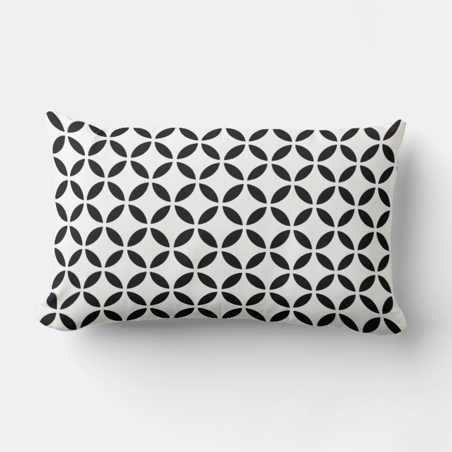 Chic Black White Flower Petal Geometric Mönster Lumbarkudde (Framsida)