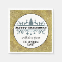 Chic Black White Grått God jul Guld Glitter