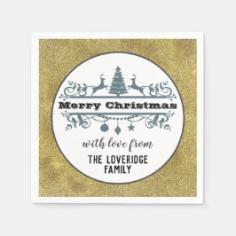 Chic Black White Grått God jul Guld Glitter Pappersservett