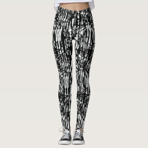 Chic Black White Grunge Mönster Leggings