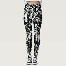 Chic Black White Grunge Mönster Leggings