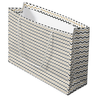 Chic Black, White & Guld Chevron Gift Bag