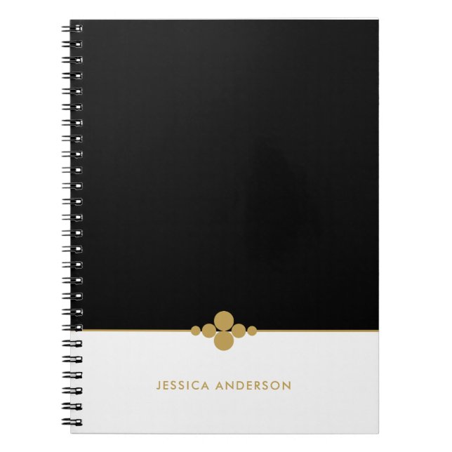 Chic Black White Guld Personlig Anteckningsbok (Framsidan)