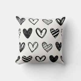 "Chic Black & White Heart Pillow – Stylish Home De Kudde