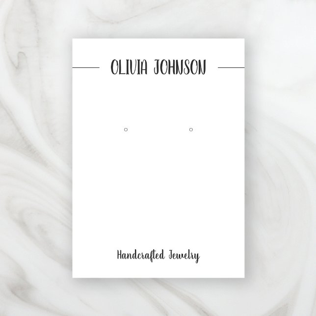 Chic Black White Jewelry Earring Visning Visitkort (Stylishly Personalize with Your Custom Name. Add Optional Text.)