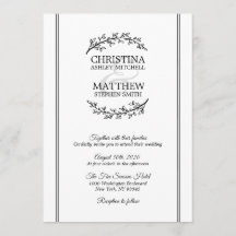 Chic Black White Laurel Wand Grenar BRÖLLOP