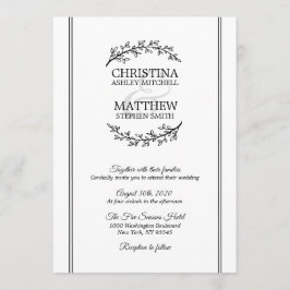 Chic Black White Laurel Wand Grenar BRÖLLOP Inbjudningar