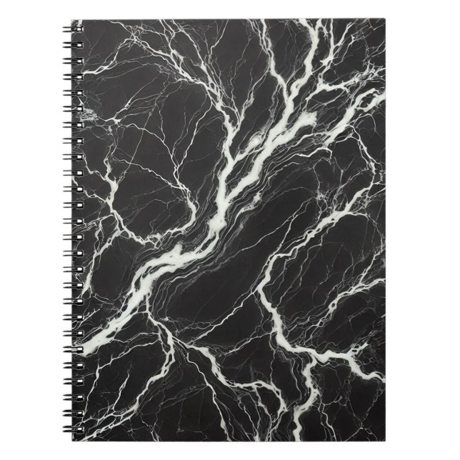 Chic Black & White Marble View Glamor Anteckningsbok (Framsidan)