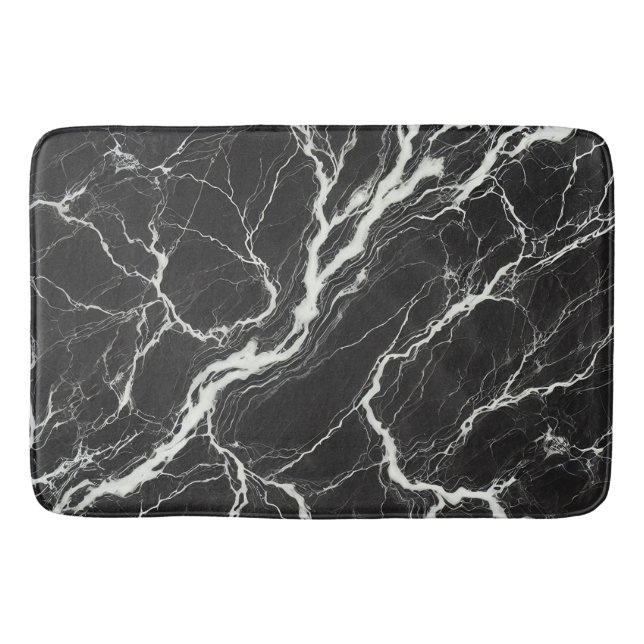 Chic Black & White Marble View Glamor Badrumsmatta (Framsidan)
