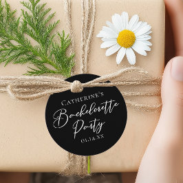 Chic Black White Minimalist Bachelorette Party Gåvor Etiketter