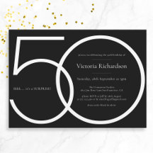 Chic Black White Minimalist Surprise 50:e födelsed