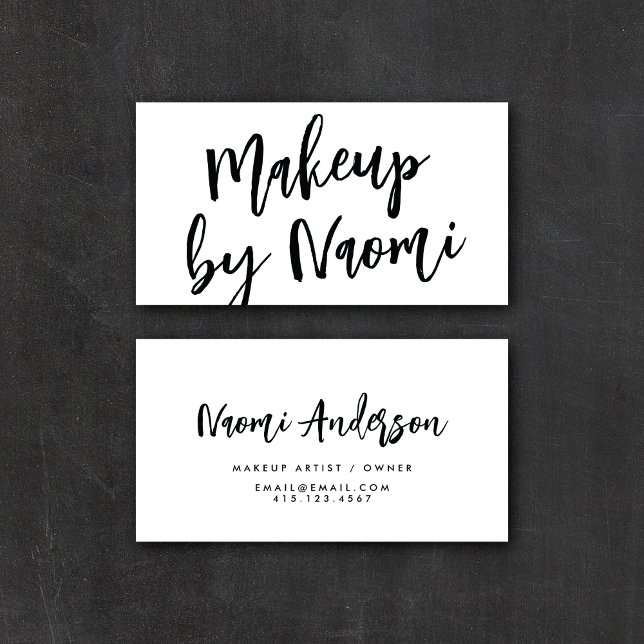 Chic Black & White Modern Calligraphy-skript Visitkort (Skapare uppladdad)