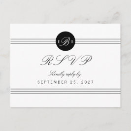 Chic Black White Monogram Response OSA Postcard Inbjudan Vykort