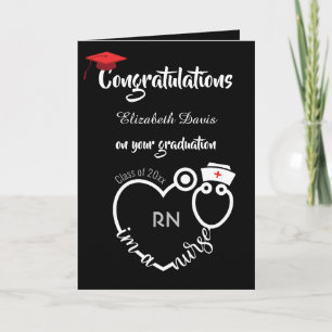 Chic Black White Nurse Studenten Grattisar Kort